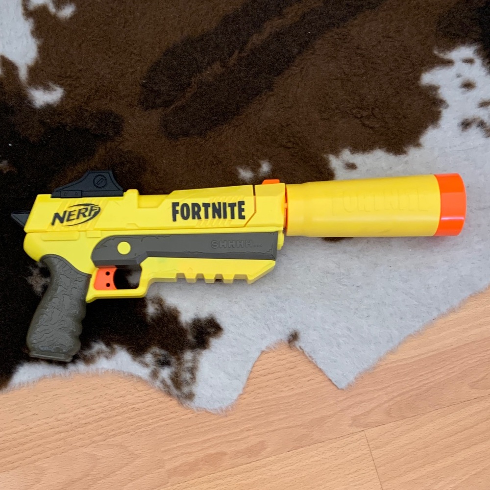 NERF Fortnite Yellow and Orange Blaster with silencer
